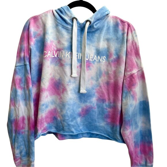 Calvin Klein Tie Dye Pullover Cropped Hoodie - Picture 3 of 3
